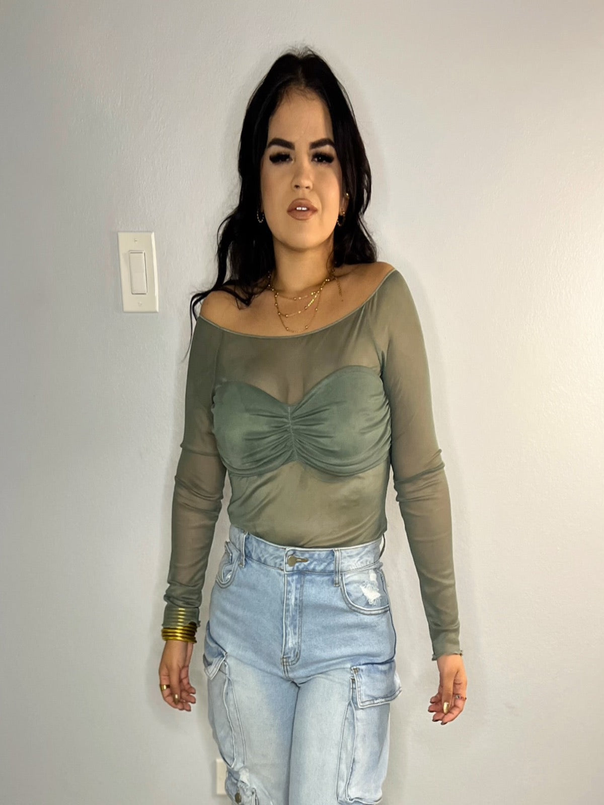 Off Shoulder Sheer Top