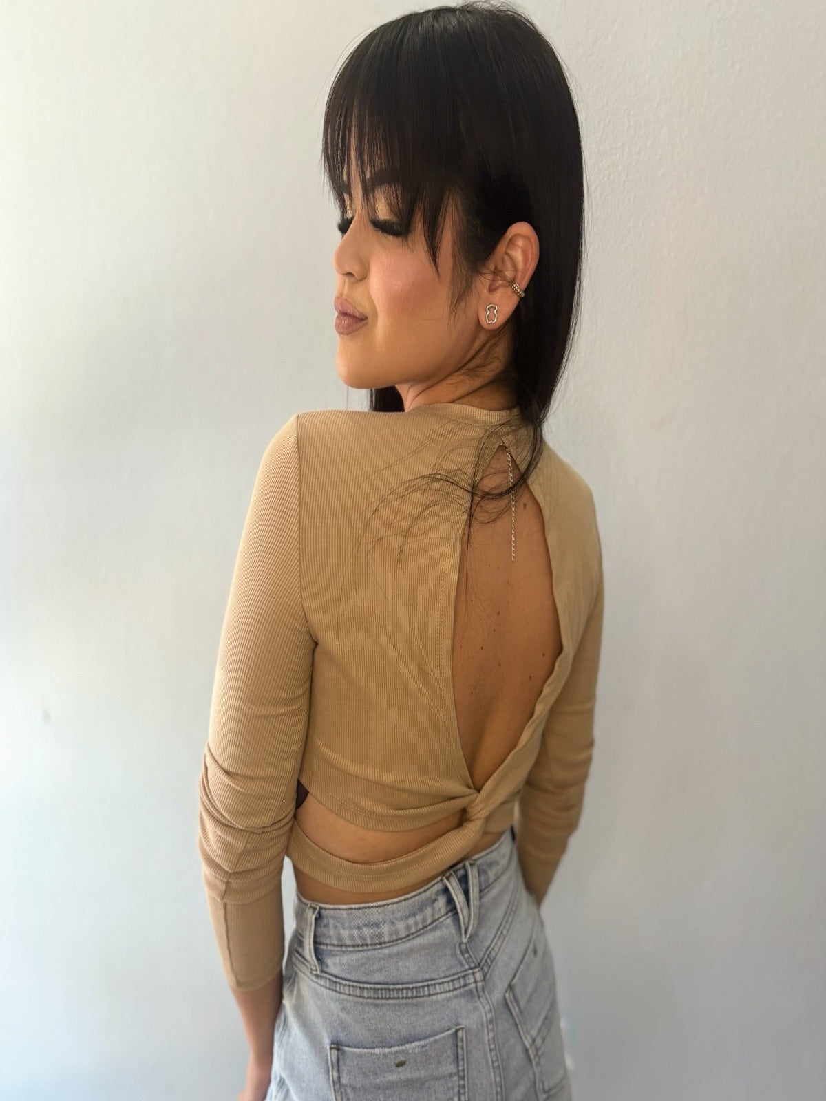 Solid Open Back crop top